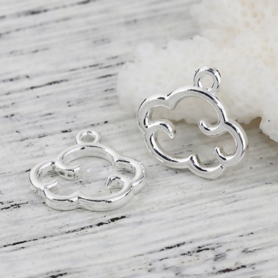 Image de Breloques Collection de Météo en Alliage de Zinc Nuage Argenté 15mm x 14mm, 20 Pcs