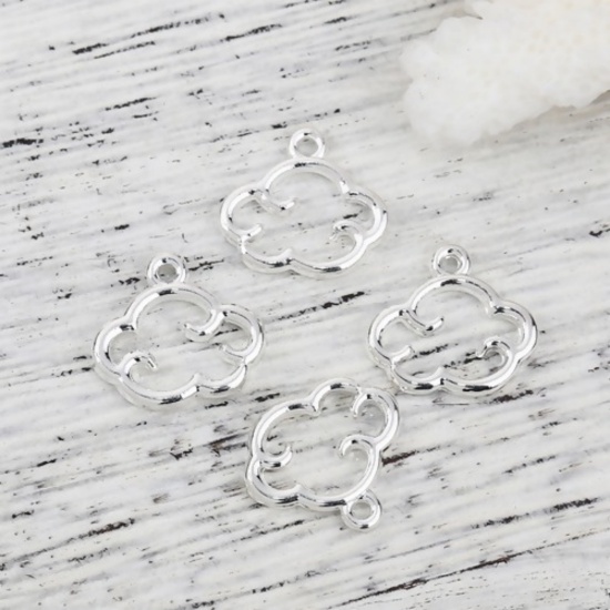 Image de Breloques Collection de Météo en Alliage de Zinc Nuage Argenté 15mm x 14mm, 20 Pcs