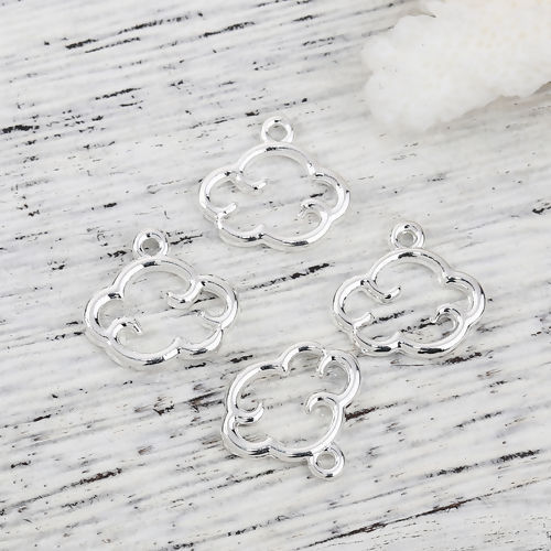 Image de Breloques Collection de Météo en Alliage de Zinc Nuage Argenté 15mm x 14mm, 20 Pcs