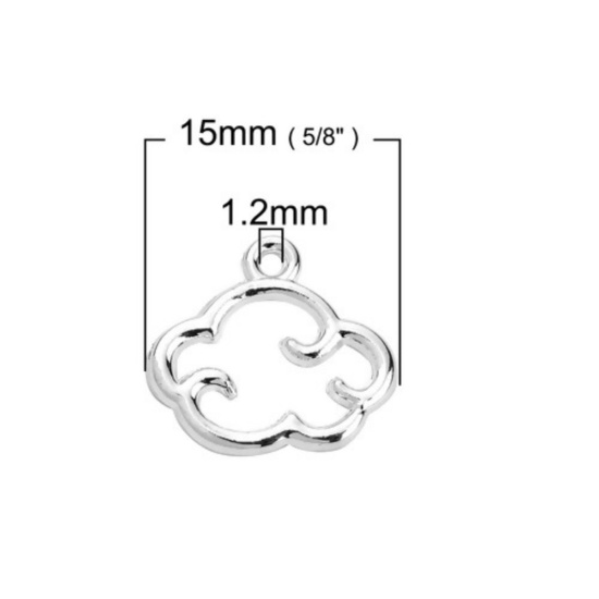 Image de Breloques Collection de Météo en Alliage de Zinc Nuage Argenté 15mm x 14mm, 20 Pcs