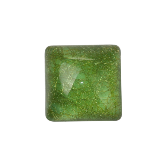 Picture of Resin Dome Seals Cabochon Square Green Drawbench 20mm( 6/8") x 20mm( 6/8"), 10 PCs