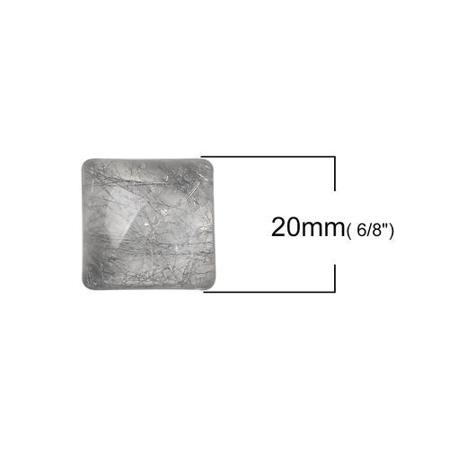 Picture of Resin Dome Seals Cabochon Square French Gray Drawbench 20mm( 6/8") x 20mm( 6/8"), 10 PCs
