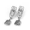Picture of Zinc Based Alloy Ear Post Stud Earrings Findings Rectangle Antique Silver Color Spiral Pattern 46mm x 13mm, Post/ Wire Size: (21 gauge), 2 PCs
