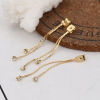 Picture of Brass Ear Nuts Post Stopper Earring Findings 18K Real Gold Plated Tassel Clear Rhinestone 47mm(1 7/8") x 4mm( 1/8"), 4 PCs