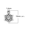 Picture of Zinc Based Alloy Charms Christmas Snowflake Antique Silver Color 15mm( 5/8") x 11mm( 3/8"), 100 PCs