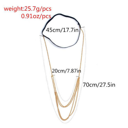 Image de Collier Chaîn Style Bohèmee de Corps Cuisse Doré 64cm long, 68cm long, 1 Pièce