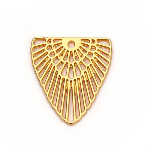 Bild von Zinklegierung Böhmischer Stil Charms Dreieck Matt Gold Hohl 22mm x 20mm, 30 Stück