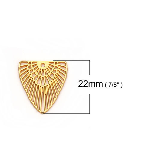 Bild von Zinklegierung Böhmischer Stil Charms Dreieck Matt Gold Hohl 22mm x 20mm, 30 Stück