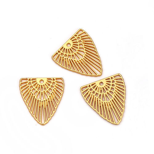 Bild von Zinklegierung Böhmischer Stil Charms Dreieck Matt Gold Hohl 22mm x 20mm, 30 Stück