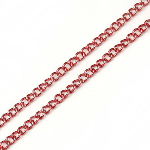 Image de 10 Yards Chaîne Maille Cheval en Alliage de Fer Fermés Soudée Rose Foncé 2.4x1.7mm