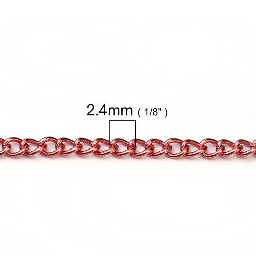 Image de 10 Yards Chaîne Maille Cheval en Alliage de Fer Fermés Soudée Rose Foncé 2.4x1.7mm