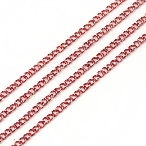 Image de 10 Yards Chaîne Maille Cheval en Alliage de Fer Fermés Soudée Rose Foncé 2.4x1.7mm
