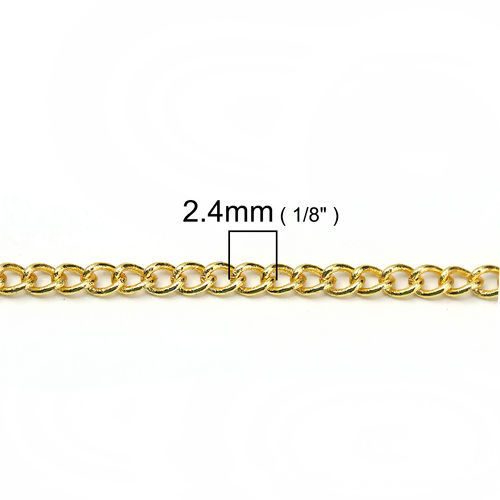 Image de 10 Yards Chaîne Maille Cheval en Alliage de Fer Fermés Soudée Jaune 2.4x1.7mm