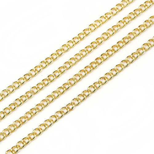 Image de 10 Yards Chaîne Maille Cheval en Alliage de Fer Fermés Soudée Jaune 2.4x1.7mm