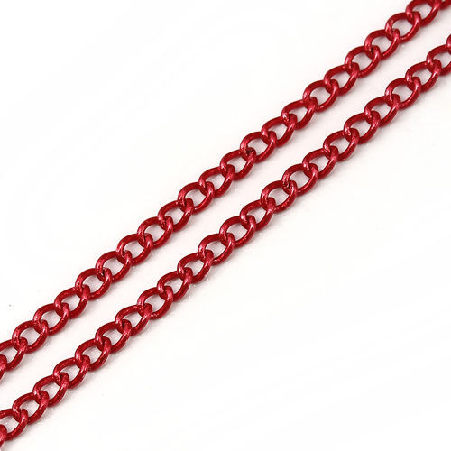 Image de 10 Yards Chaîne Maille Cheval Double en Alliage de Fer Fermés Soudée Rouge 2.4x1.7mm