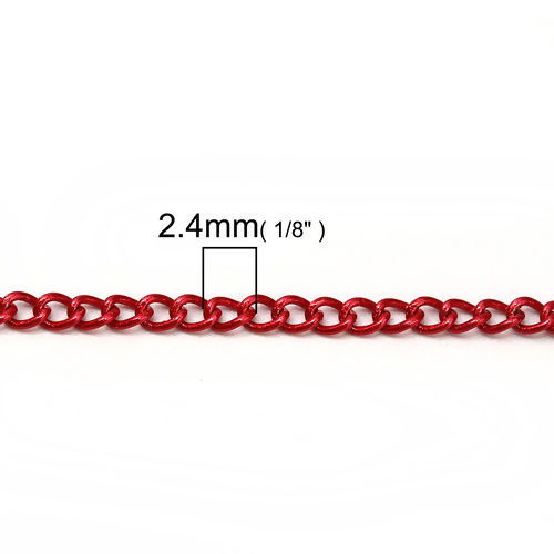 Image de 10 Yards Chaîne Maille Cheval Double en Alliage de Fer Fermés Soudée Rouge 2.4x1.7mm