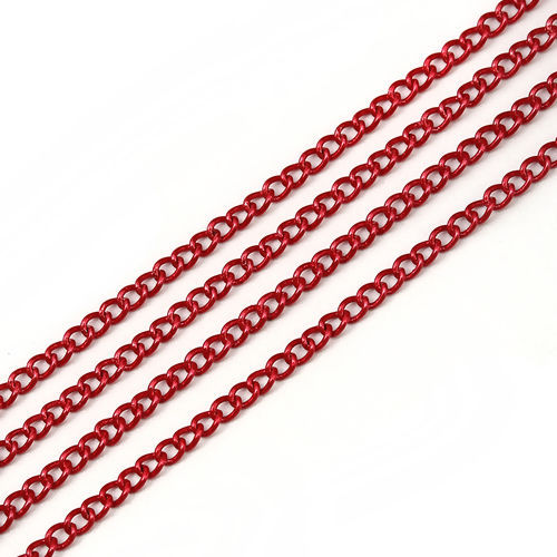 Image de 10 Yards Chaîne Maille Cheval Double en Alliage de Fer Fermés Soudée Rouge 2.4x1.7mm