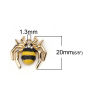Picture of Zinc Based Alloy Charms Halloween Spider Animal Gold Plated Yellow Clear Rhinestone Enamel 22mm( 7/8") x 20mm( 6/8"), 5 PCs