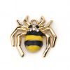 Picture of Zinc Based Alloy Charms Halloween Spider Animal Gold Plated Yellow Clear Rhinestone Enamel 22mm( 7/8") x 20mm( 6/8"), 5 PCs