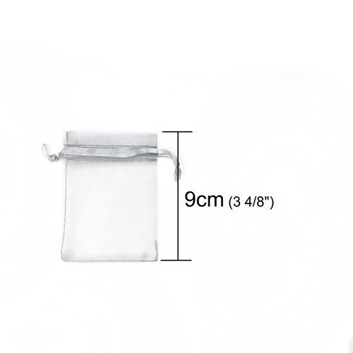 Image de Cadeau de Mariage Sachets en Organza Rectangle Gris (Espace Utilisable: 7x7cm) 9cm x 7cm, 50 Pcs