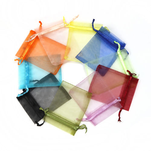 Image de Cadeau de Mariage Sachets en Organza Rectangle Couleur au Hasard (Espace Utilisable: 7x7cm) 9cm x 7cm, 50 Pcs