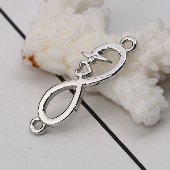 Imagen de Zamak Conectores Símbolo del infinito Chapado en Oro Heartbeat/ Electrocardiogram 33mm x 11mm, 10 Unidades