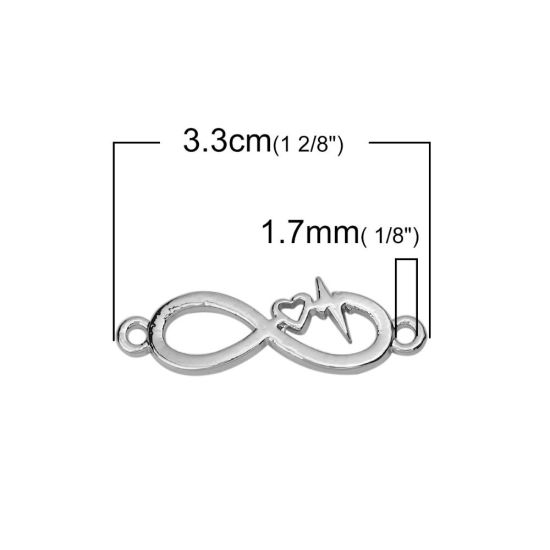 Imagen de Zamak Conectores Símbolo del infinito Chapado en Oro Heartbeat/ Electrocardiogram 33mm x 11mm, 10 Unidades