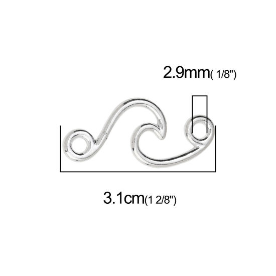 Image de Connecteurs en Alliage de Zinc Vague Argenté 31mm x 14mm, 20 Pcs