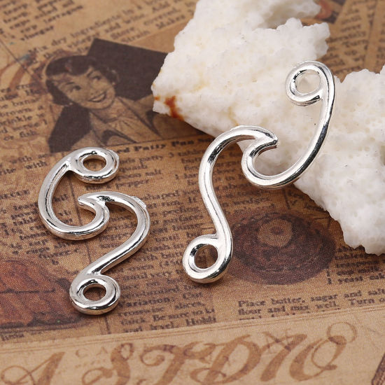 Image de Connecteurs en Alliage de Zinc Vague Argenté 31mm x 14mm, 20 Pcs