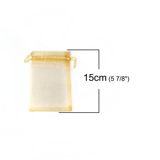 Image de Cadeau de Mariage Sachets en Organza Rectangle Or (Espace Utilisable: 13x10cm) 15cm x 10cm, 20 Pcs