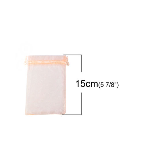 Image de Cadeau de Mariage Sachets en Organza Rectangle Orange Clair (Espace Utilisable: 13x10cm) 15cm x 10cm, 20 Pcs