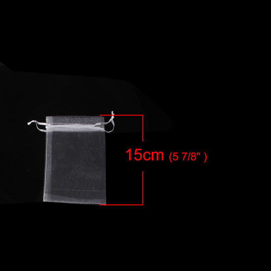 Image de Cadeau de Mariage Sachets en Organza Rectangle Blanc (Espace Utilisable: 13x10cm) 15cm x 10cm, 20 Pcs