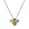 Picture of 304 Stainless Steel Necklace Gold Plated Bee Animal Black Rhinestone 45.5cm(17 7/8") long, 1 Piece