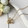 Picture of 304 Stainless Steel Necklace Gold Plated Bee Animal Black Rhinestone 45.5cm(17 7/8") long, 1 Piece