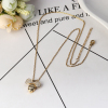 Picture of 304 Stainless Steel Necklace Gold Plated Bee Animal Black Rhinestone 45.5cm(17 7/8") long, 1 Piece