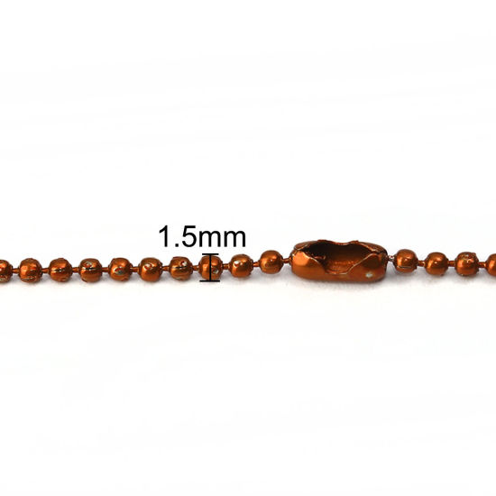 合金 ボールチェーン ネックレス コーヒー色 59cm長さ、 チェーンサイズ: 1.5mm、 1 パック （ 10 個/パック） の画像
