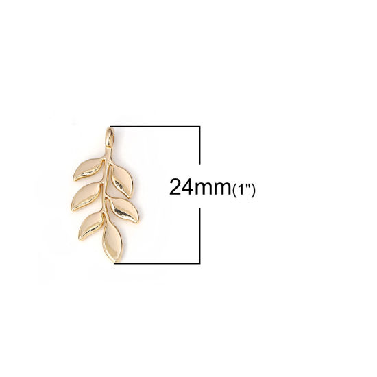 亜鉛合金 チャーム 葉 金メッキ 24mmx 12mm、 10 個 の画像