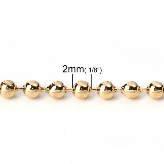 Image de 10 M Chaîne Maille Bille en Alliage de Fer Plaqué Or KC 2mm