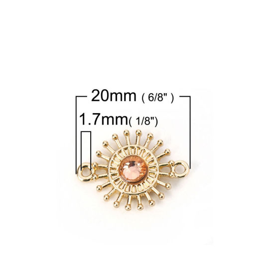 Image de Connecteurs en Alliage de Zinc Fleur Doré à Strass Vert 20mm x 15mm, 10 Pcs
