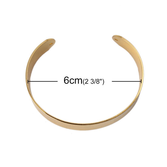 Image de Bracelet Manchette Jonc Semi-Ouvert en Laiton Base de Bracelets pour la Fabrication de Bijoux DIY Rond Doré 15.3cm long, 1 Pièce