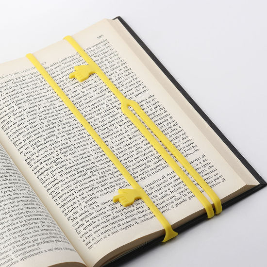 Image de Marque-Pages en Silicone Forme Main Jaune 41cm, 2 Pcs