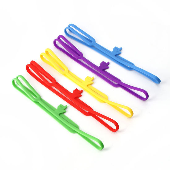 Image de Marque-Pages en Silicone Forme Main Jaune 41cm, 2 Pcs