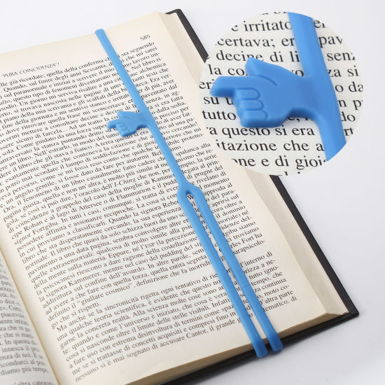 Image de Marque-Pages en Silicone Forme Main Bleu 41cm, 2 Pcs