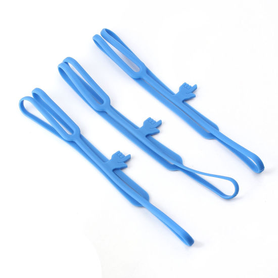 Image de Marque-Pages en Silicone Forme Main Bleu 41cm, 2 Pcs
