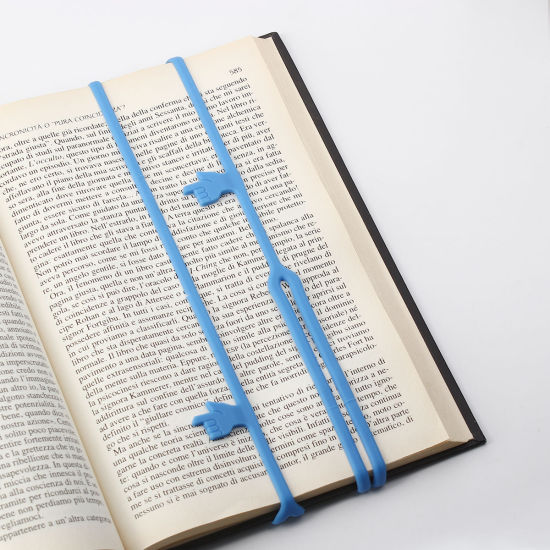 Image de Marque-Pages en Silicone Forme Main Bleu 41cm, 2 Pcs