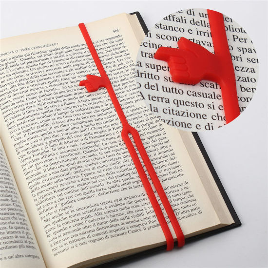 Image de Marque-Pages en Silicone Forme Main Bleu 41cm, 2 Pcs