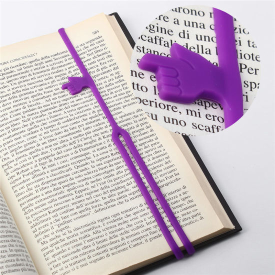 Image de Marque-Pages en Silicone Forme Main Bleu 41cm, 2 Pcs