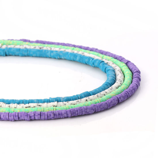 Image de Perles Heishi Katsuki en Pâte Polymère Rond Blanc 5mm Dia, Taille de Trou: 1.9mm, 41cm long, 3 Pièces (Env. 346 PCs/Enfilade)