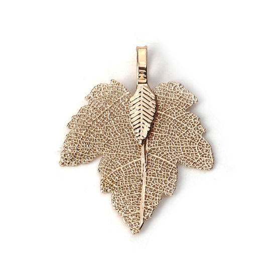 Picture of Brass Pendants Maple Leaf KC Gold Plated 36mm x28mm(1 3/8" x1 1/8") - 34mm x27mm(1 3/8" x1 1/8"), 2 PCs