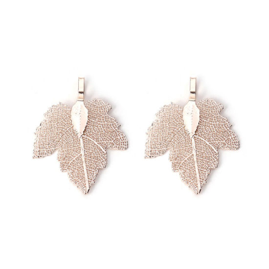 Picture of Brass Pendants Maple Leaf KC Gold Plated 36mm x28mm(1 3/8" x1 1/8") - 34mm x27mm(1 3/8" x1 1/8"), 2 PCs